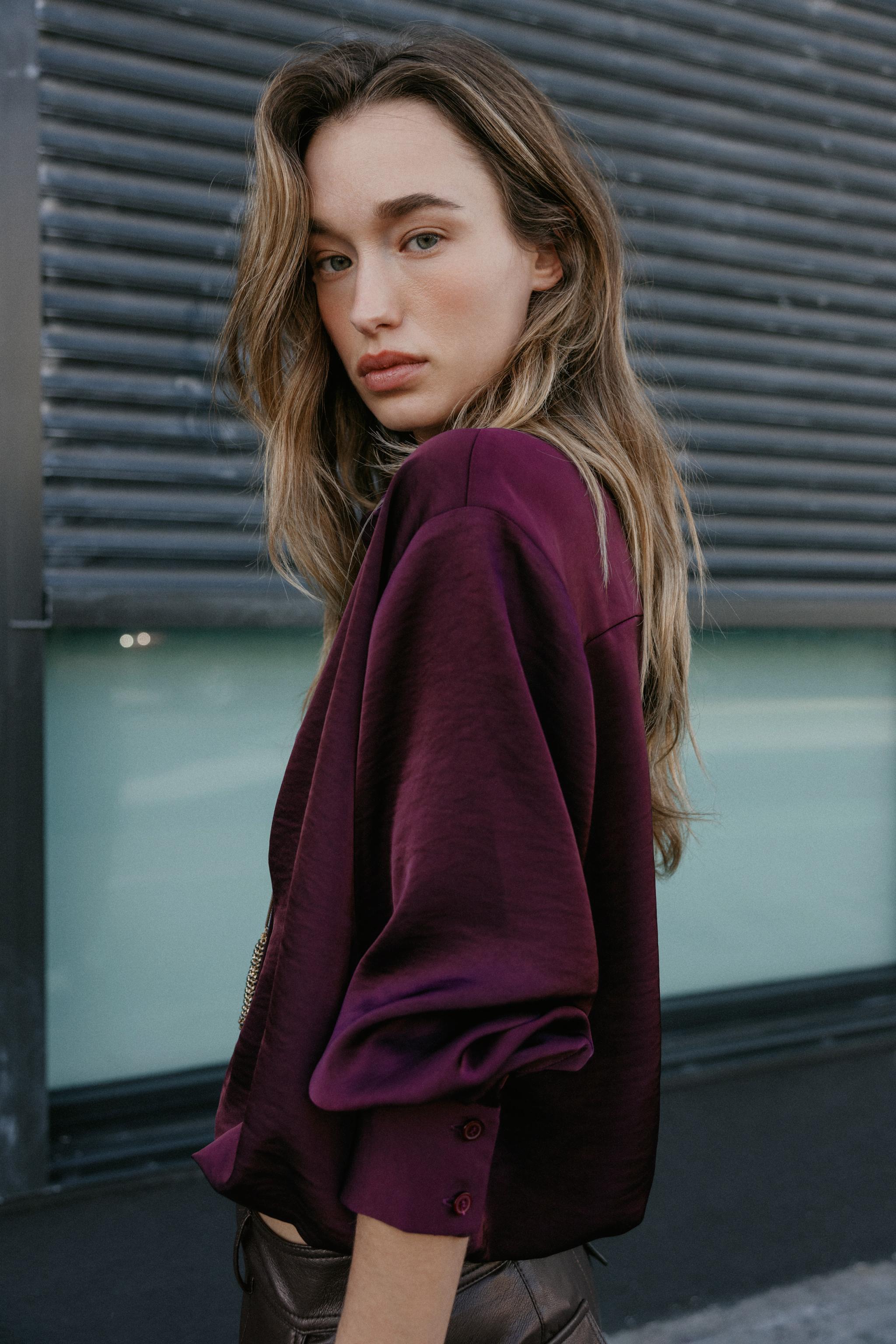 SATIN EFFECT BALLOON SHIRT